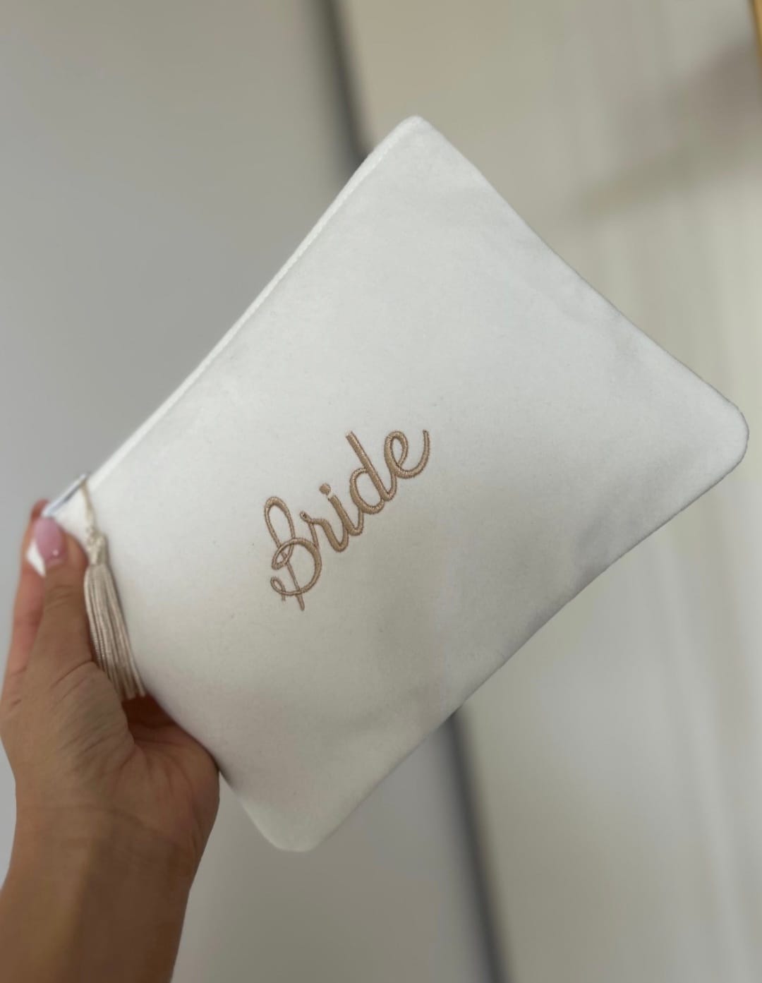 Pochette in velluto con cerniera